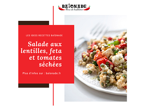 Recette : salade aux lentilles, feta et tomates séchées